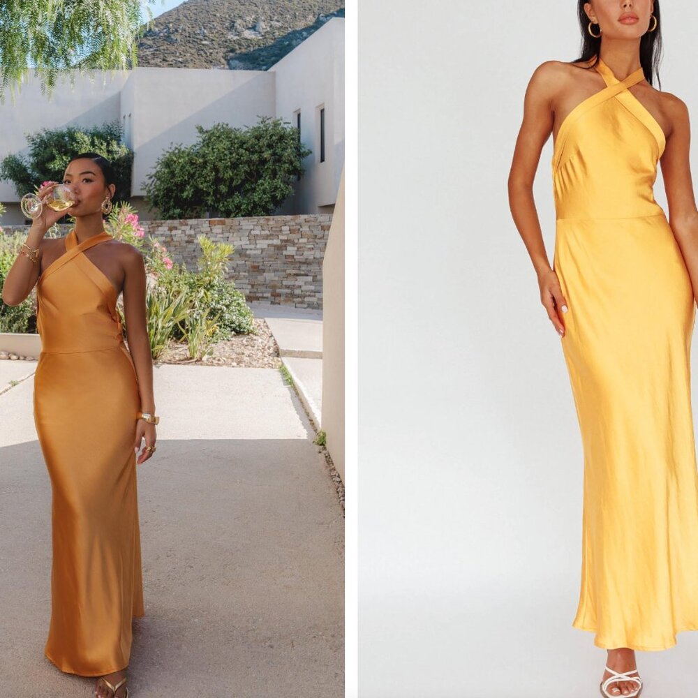 Italia Azure Crossover Halterneck Maxi Dress Sun